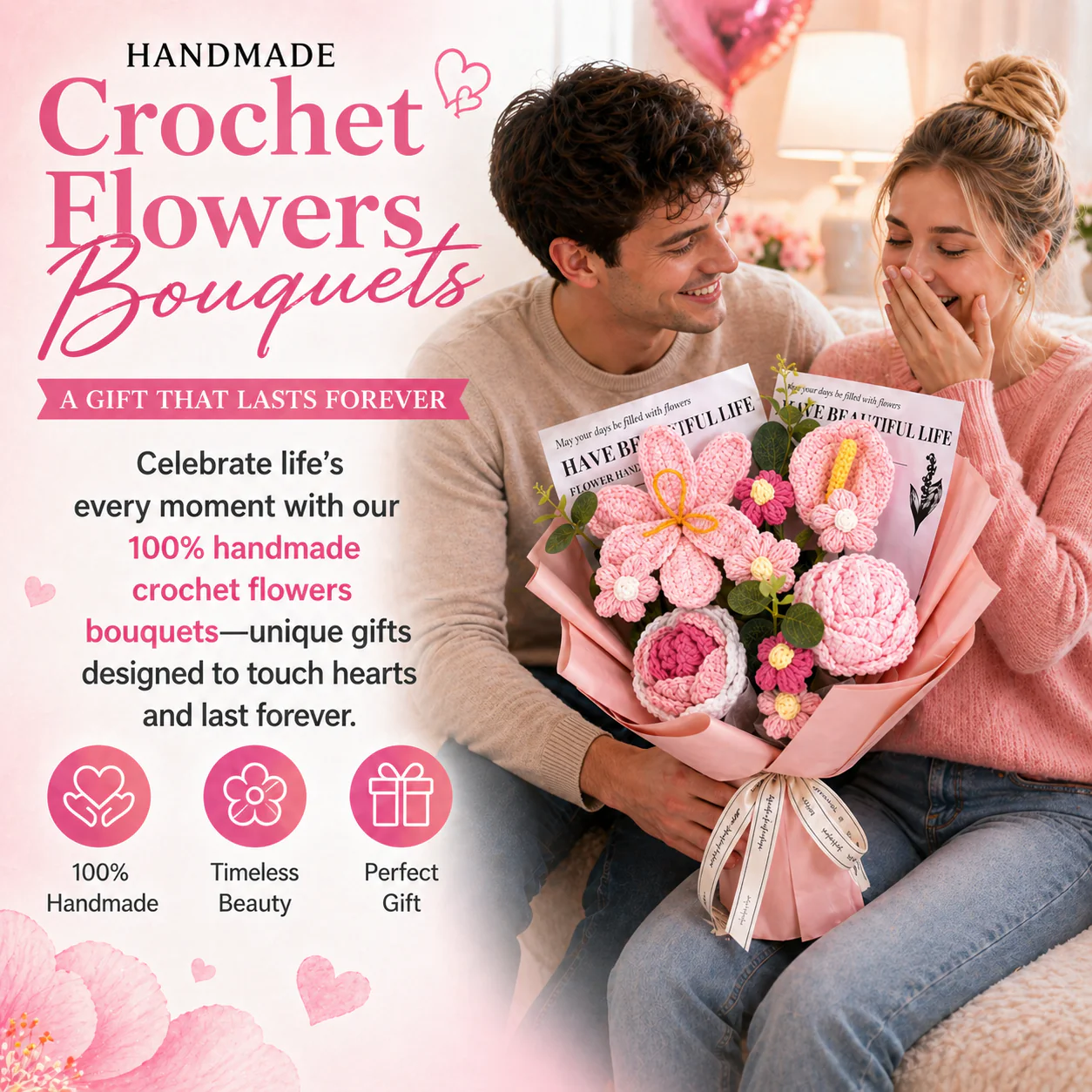 Heirloom™ – Handcrafted 13-Piece Crochet Flower Bouquet + 50% OFF