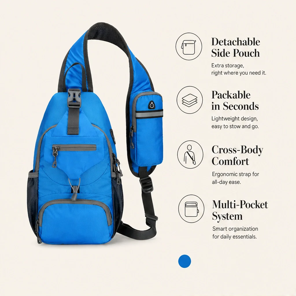 Crestpack™ – Packable Crossbody Sling Bag with Side Pockets for Hiking & Travel + 50% OFF - Image 5