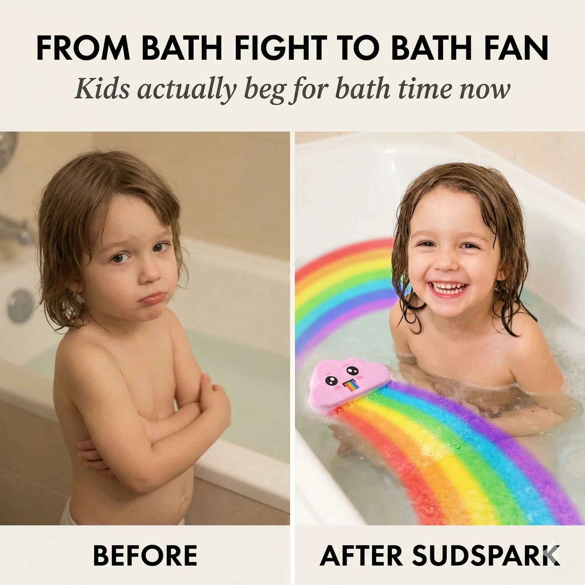 Sudspark™ – Rainbow Cloud Bath Bombs for Kids, Moisturizing & Skin-Safe+50% OFF - Image 3