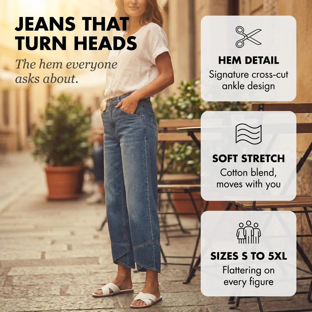 Hemcroft™ – Relaxed Wide-Leg Asymmetric Hem Women's Jeans + 50% OFF - Image 4