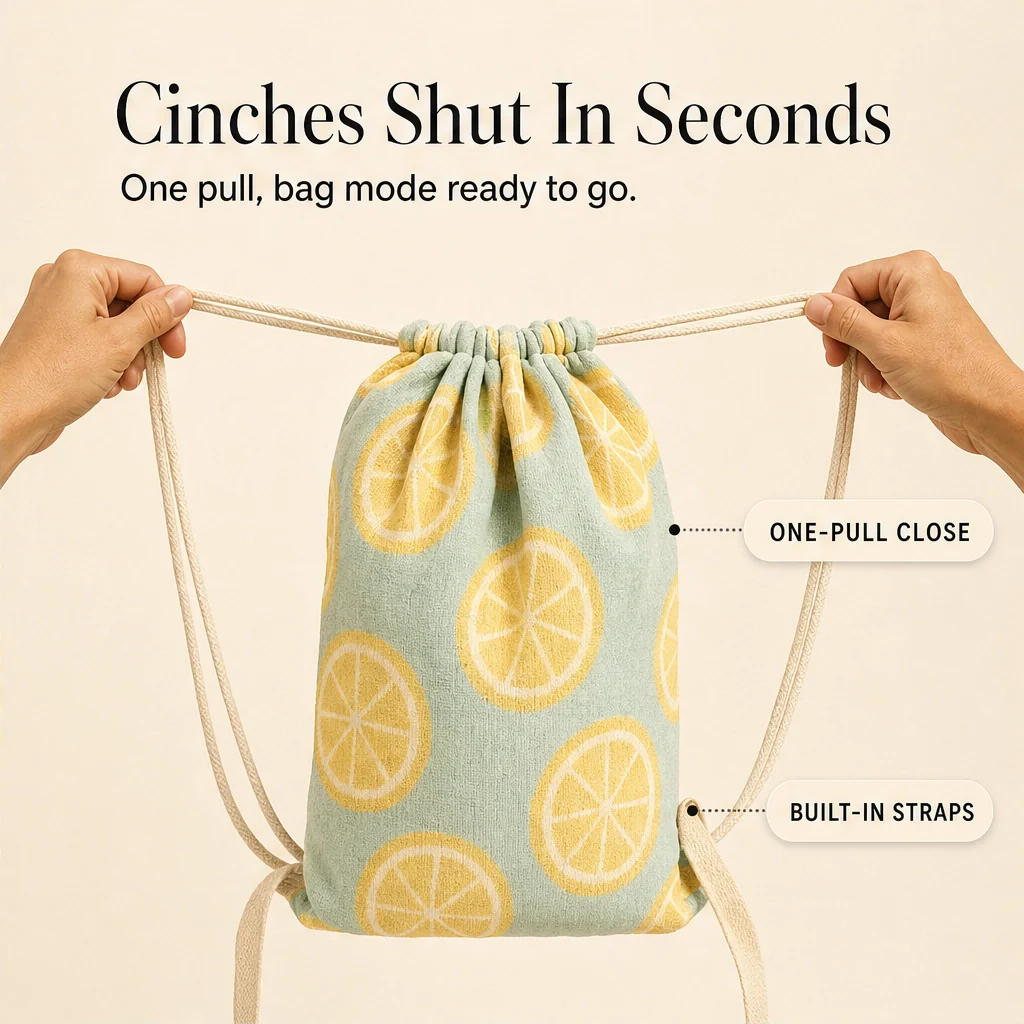 Coveley™ – 2-in-1 Convertible Beach Towel & Drawstring Backpack with Zip Pocket + 50% OFF - Image 4