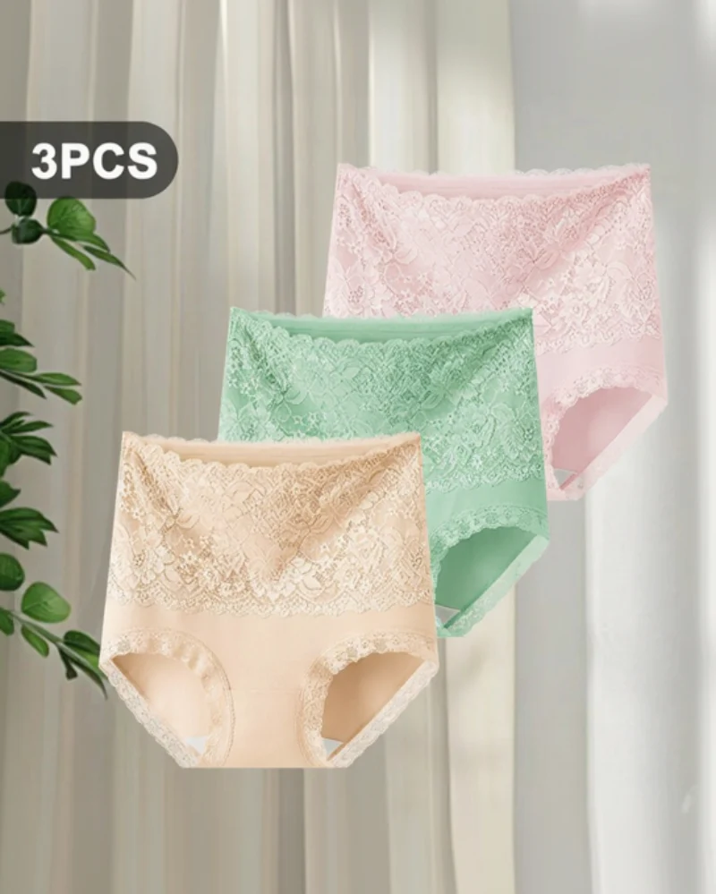 Pétalle™ – High-Waist Lace Cotton Briefs (3-Pack) + 50% OFF - Image 10