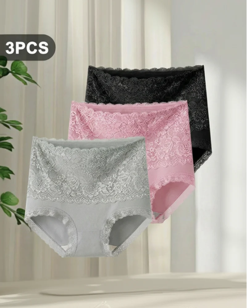 Pétalle™ – High-Waist Lace Cotton Briefs (3-Pack) + 50% OFF - Image 8