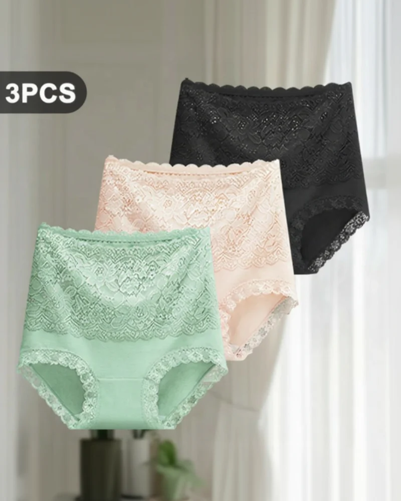 Pétalle™ – High-Waist Lace Cotton Briefs (3-Pack) + 50% OFF - Image 9