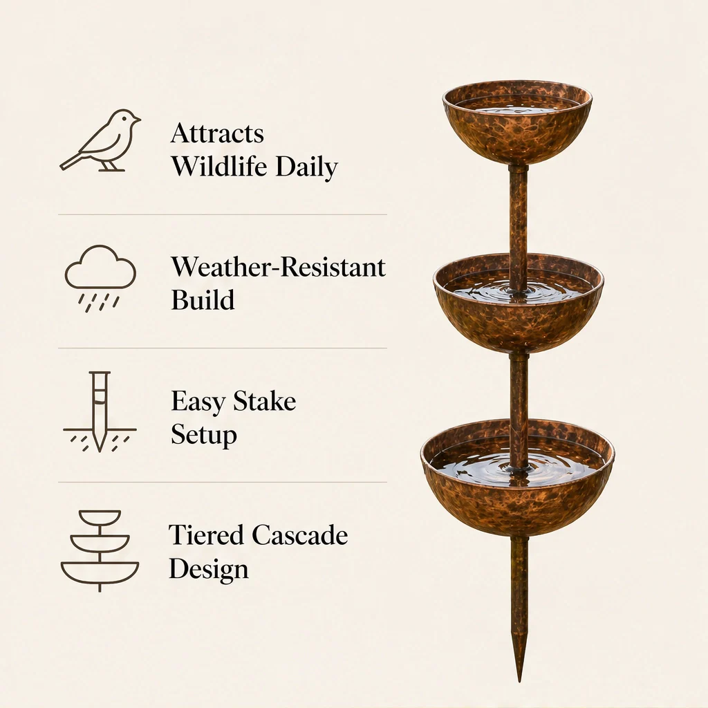 Wrenhollow™ – 3-Tier Rustic Iron Bird Bath & Feeder Garden Stake + 50% OFF - Image 4