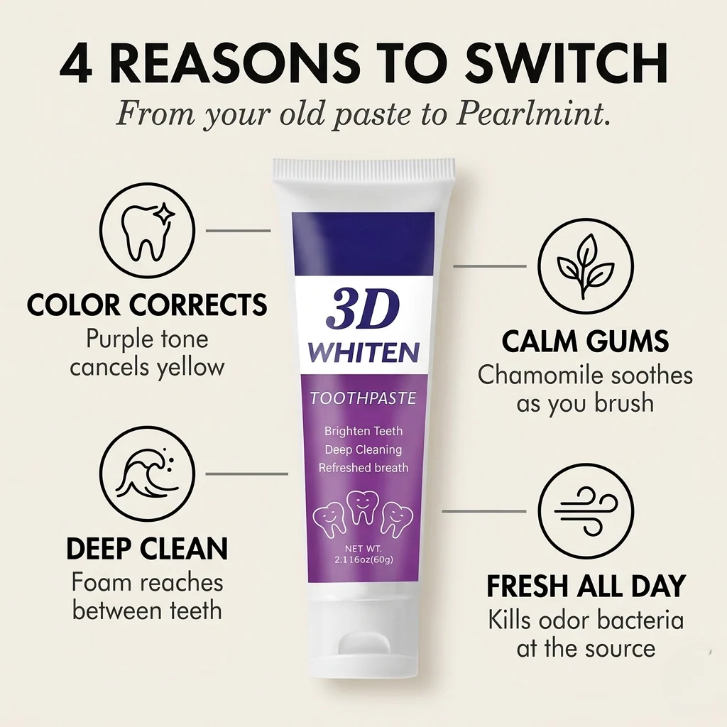 Pearlmint™ – Natural Whitening Toothpaste with Peppermint, Chamomile & Baking Soda + 50% OFF - Image 3