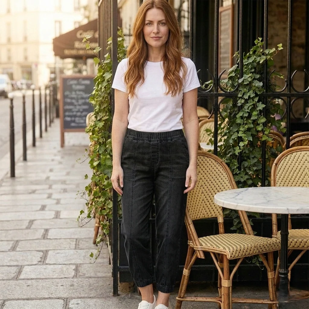 Hemway™ – Elastic Waist, Cropped Leg, Relaxed Fit Women's Denim Jogger Jeans + 50% OFF - Image 7