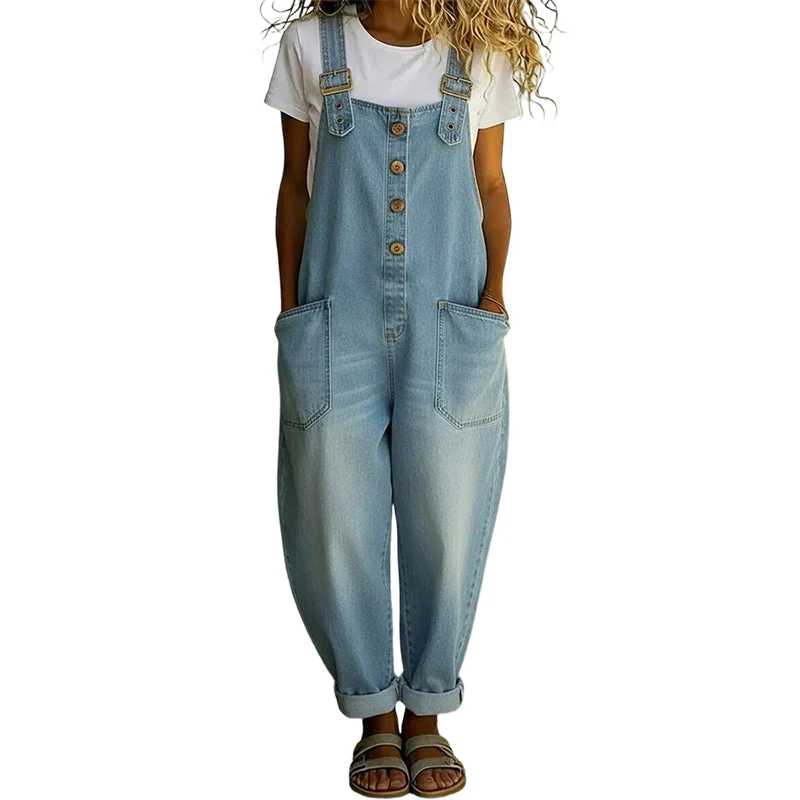 Larkmont™ – Wide-Leg Vintage Buckle Denim Overalls + 50% OFF - Image 14