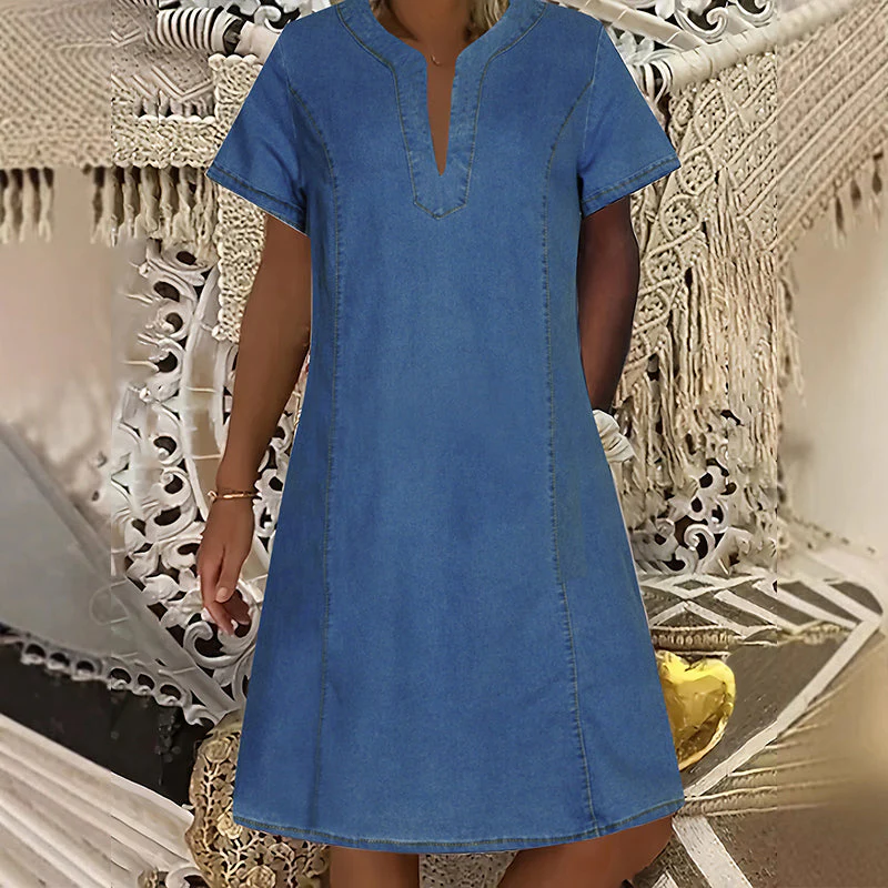 Hawthorne™ – V-Neck Short-Sleeve Denim Dress with Pockets + 50% OFF - Image 14