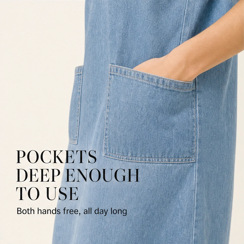 Hawthorne™ – V-Neck Short-Sleeve Denim Dress with Pockets + 50% OFF - Image 5