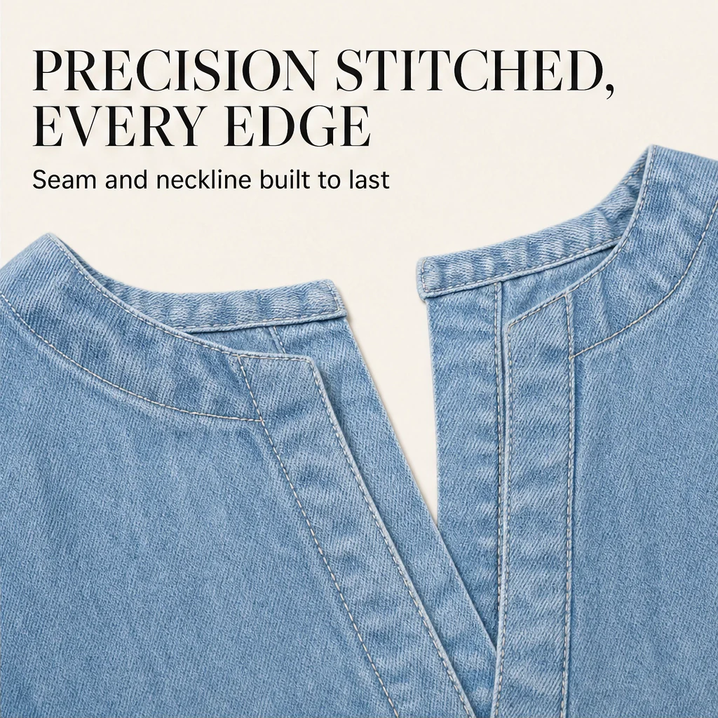 Hawthorne™ – V-Neck Short-Sleeve Denim Dress with Pockets + 50% OFF - Image 7