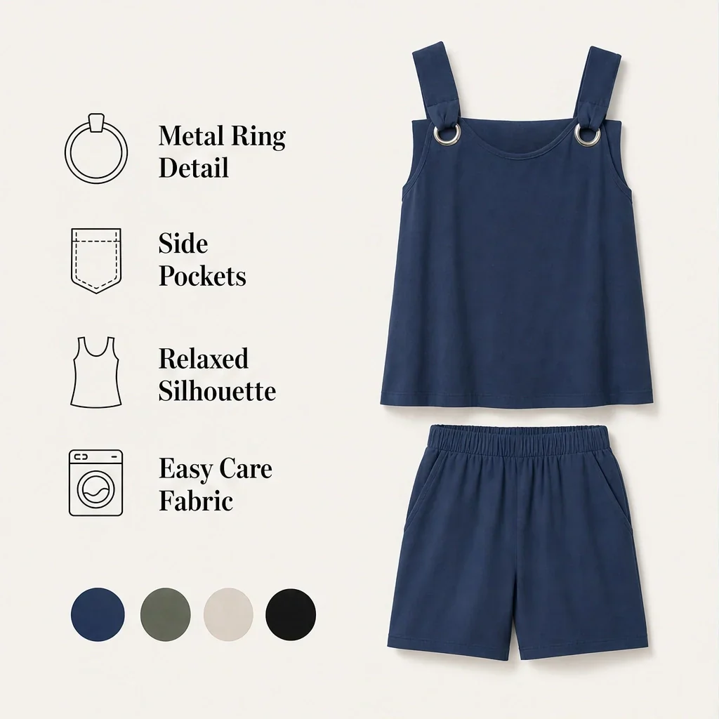 Solea™ – Ring-Detail Sleeveless Top & Shorts Co-ord Set + 50% OFF - Image 8