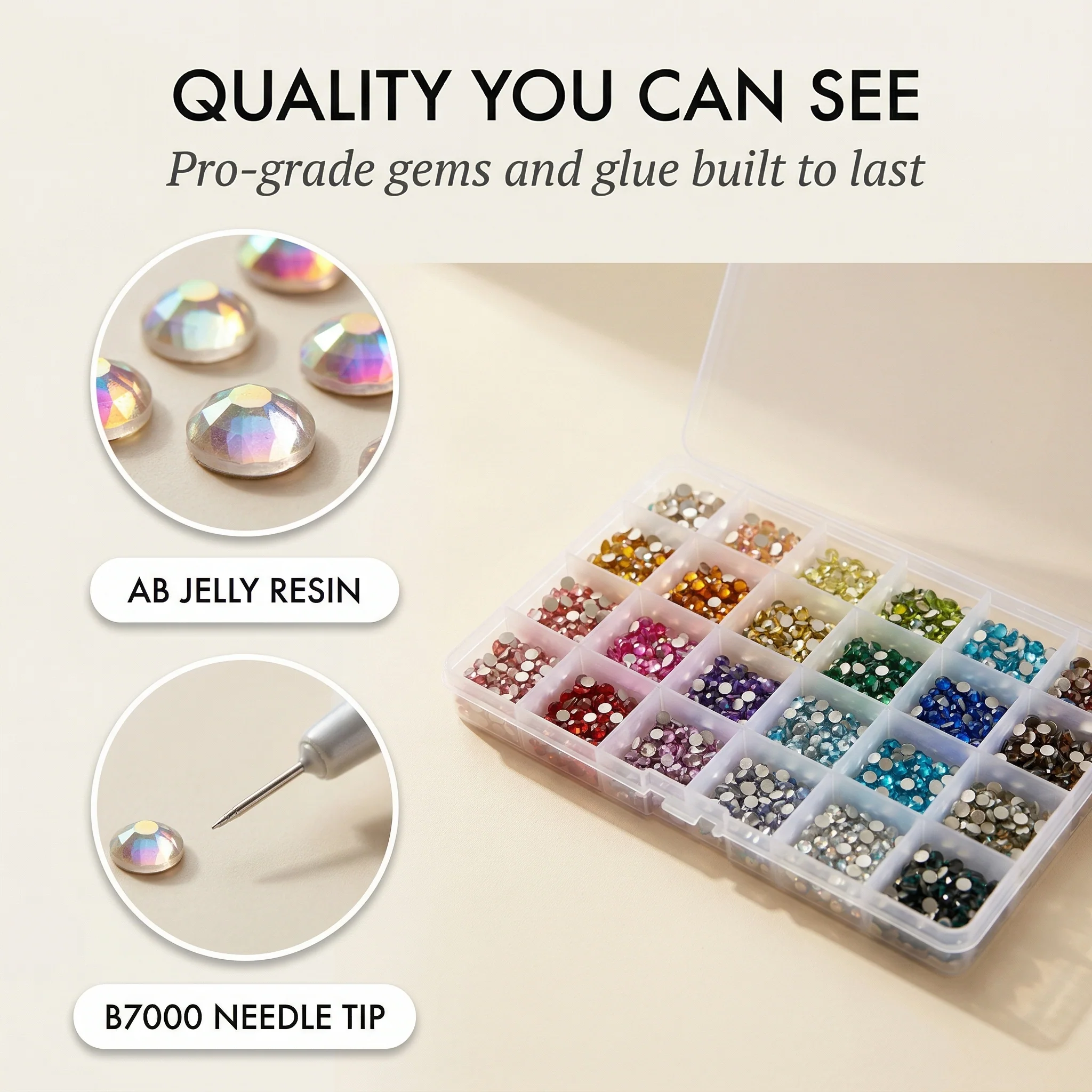 Gemvelle™ – 30,000-Piece Jelly Rhinestone Craft Kit with B7000 Glue & Tools +50% OFF - Image 5