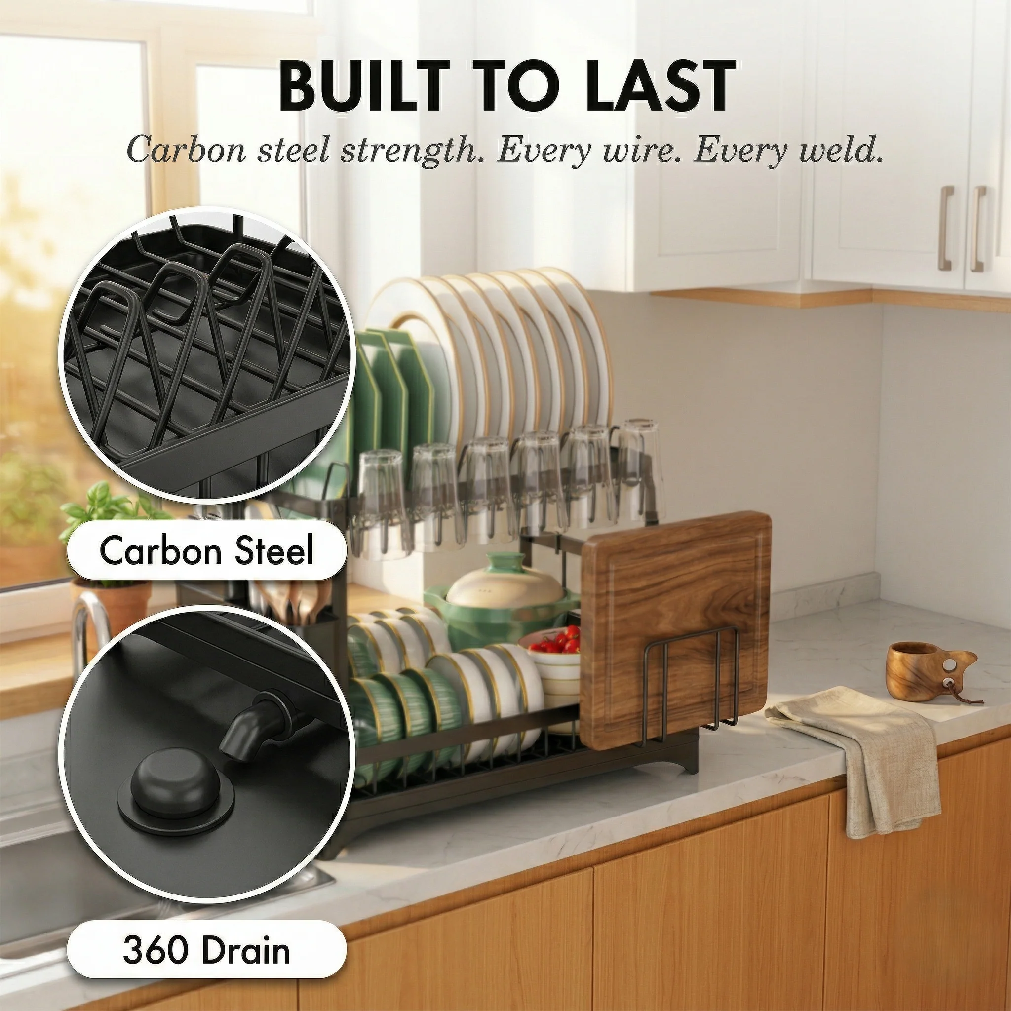 Rackford™ – 2-Tier Dish Drying Rack with 360° Rotating Drain & Expandable Design + 50% OFF - Image 5