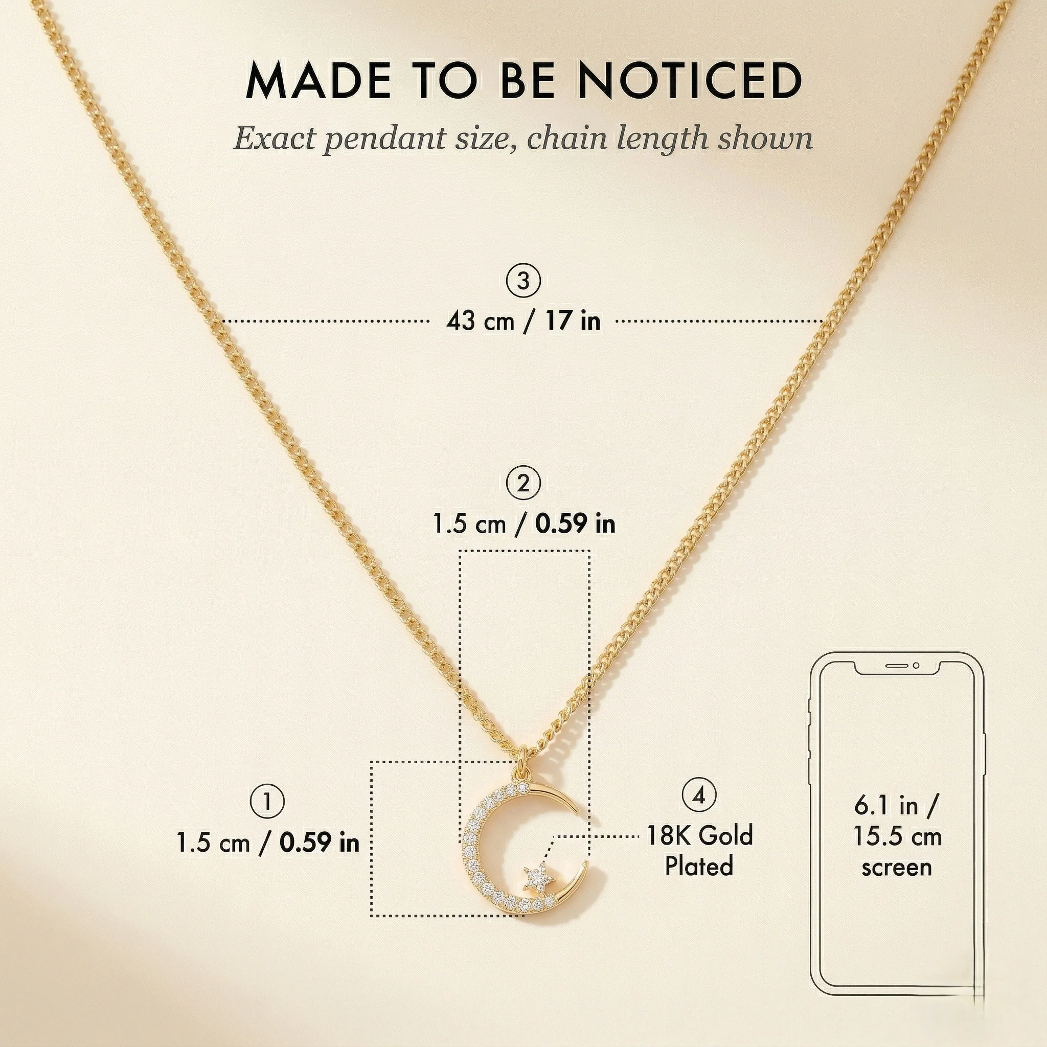 Moonveil™ – CZ Moon & Star Celestial Gold Necklace + Buy 1 Get 1 FREE - Image 4