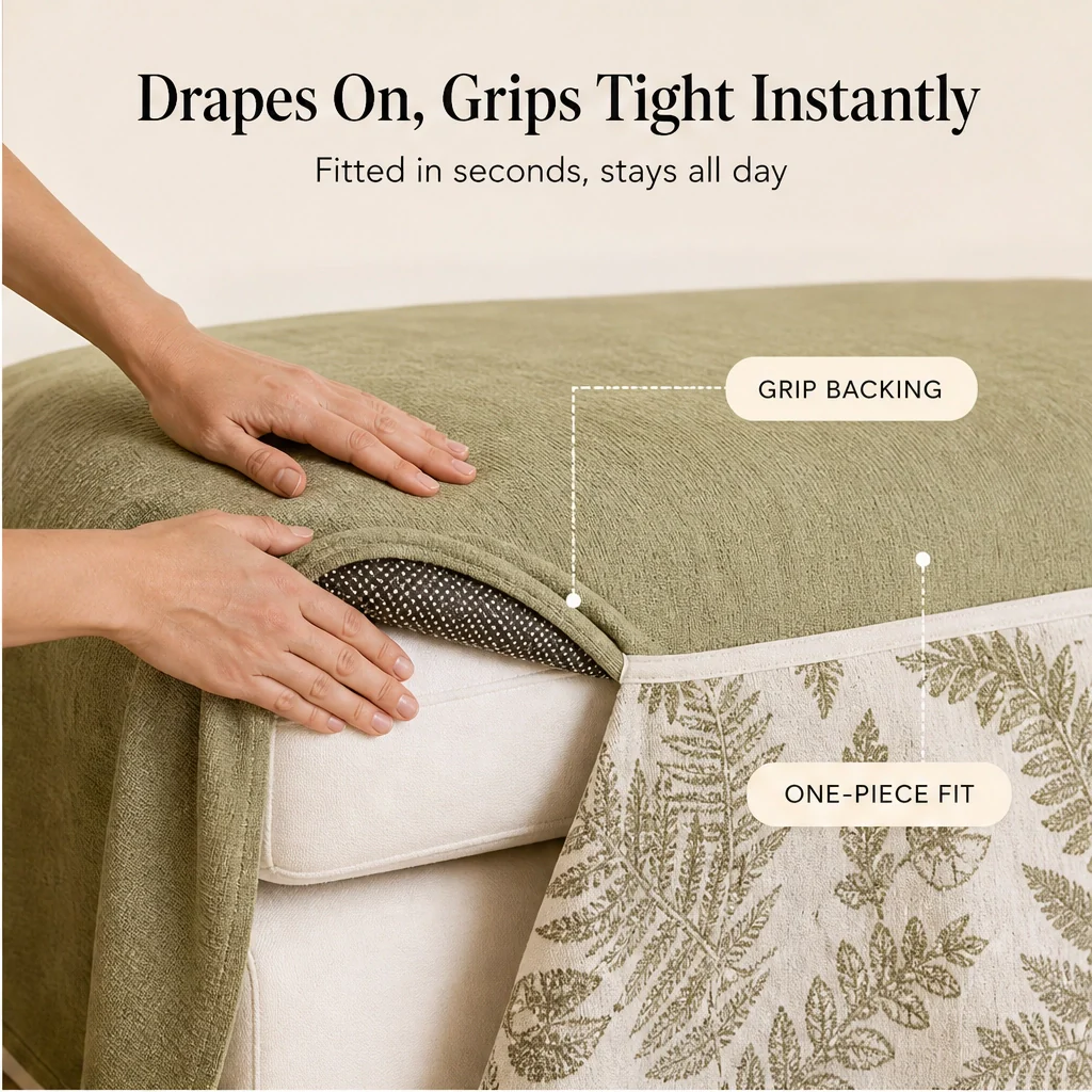 Hearthen™ – Soft Chenille Non-Slip Sofa Cover, Botanical Leaf Design + 50% OFF - Image 5