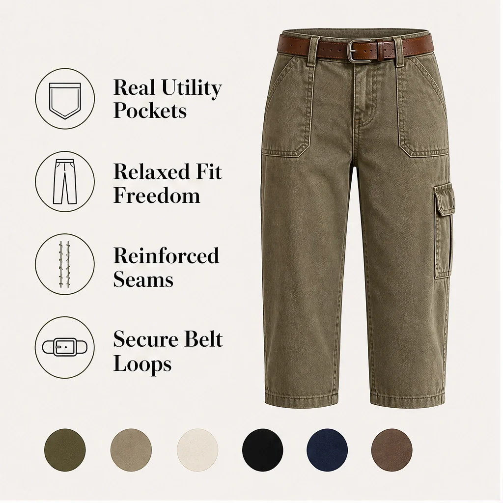 Driftwell ™– Deep-Pocket Breathable Loose-Fit Cargo Capris + 50% OFF - Image 6