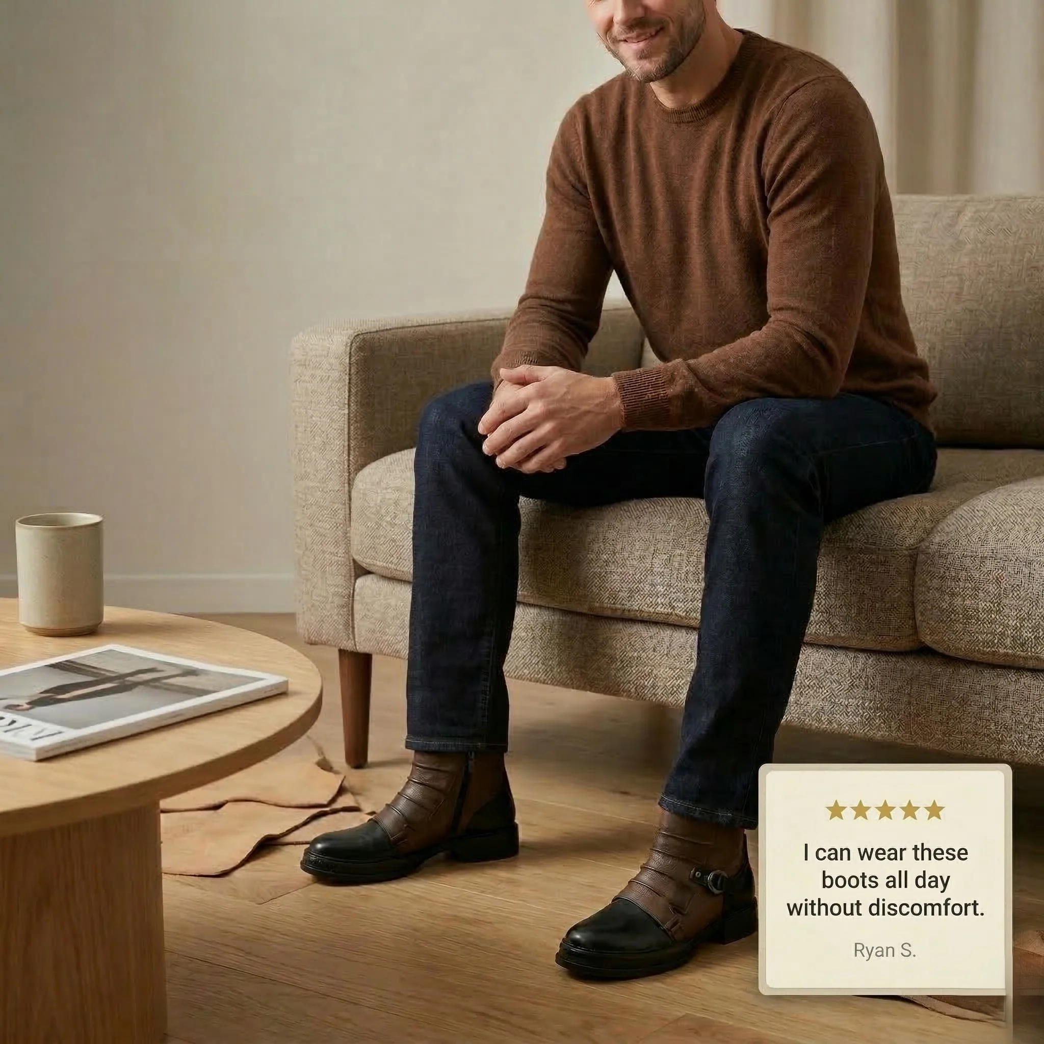 Ashwick™ – Two-Tone Buckle Detail Men's Leather Ankle Boots +50% OFF - Image 6