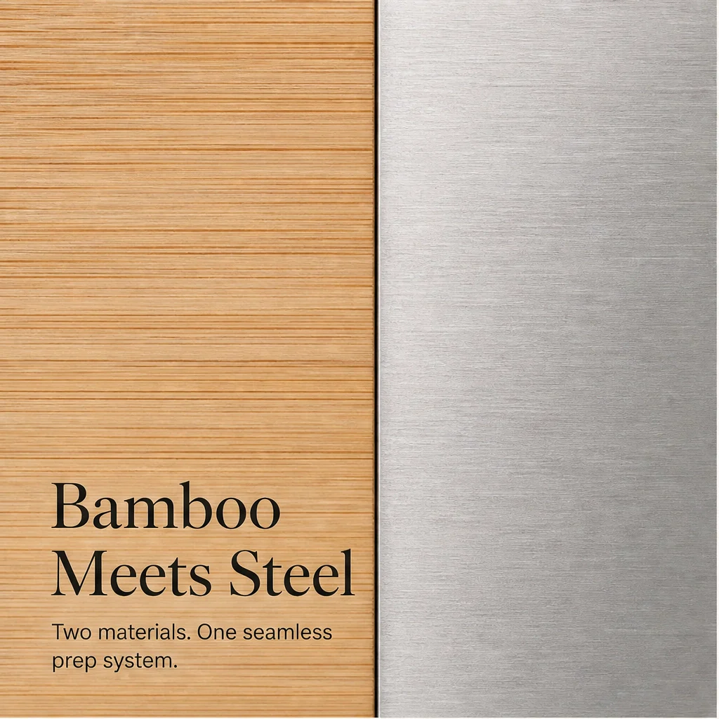 Larderboard™ – Bamboo Prep Board with Built-In Stainless Steel Trays + 50% OFF - Image 6