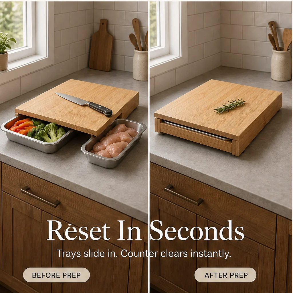 Larderboard™ – Bamboo Prep Board with Built-In Stainless Steel Trays + 50% OFF - Image 8
