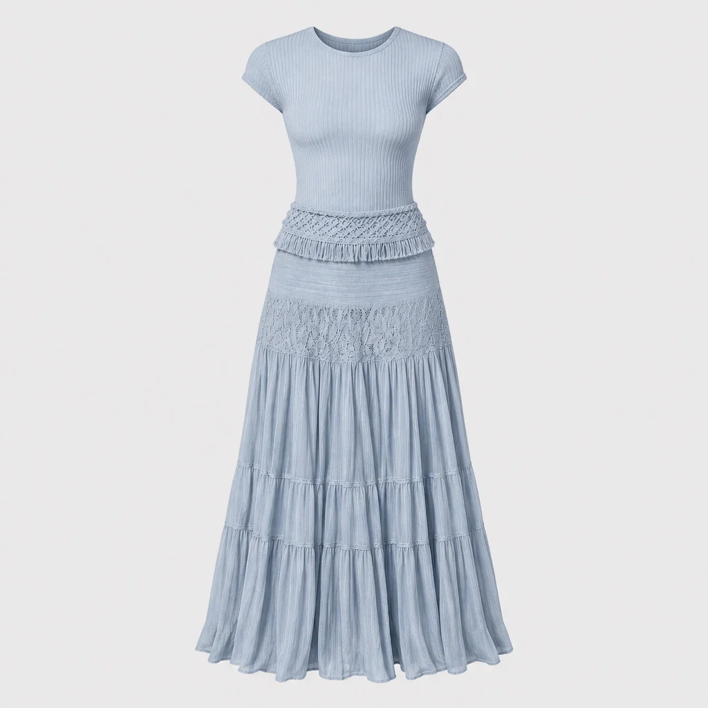 Azurelle™ – Lace-Panelled Top & Pleated Chiffon Maxi Skirt Set + 50% OFF - Image 10