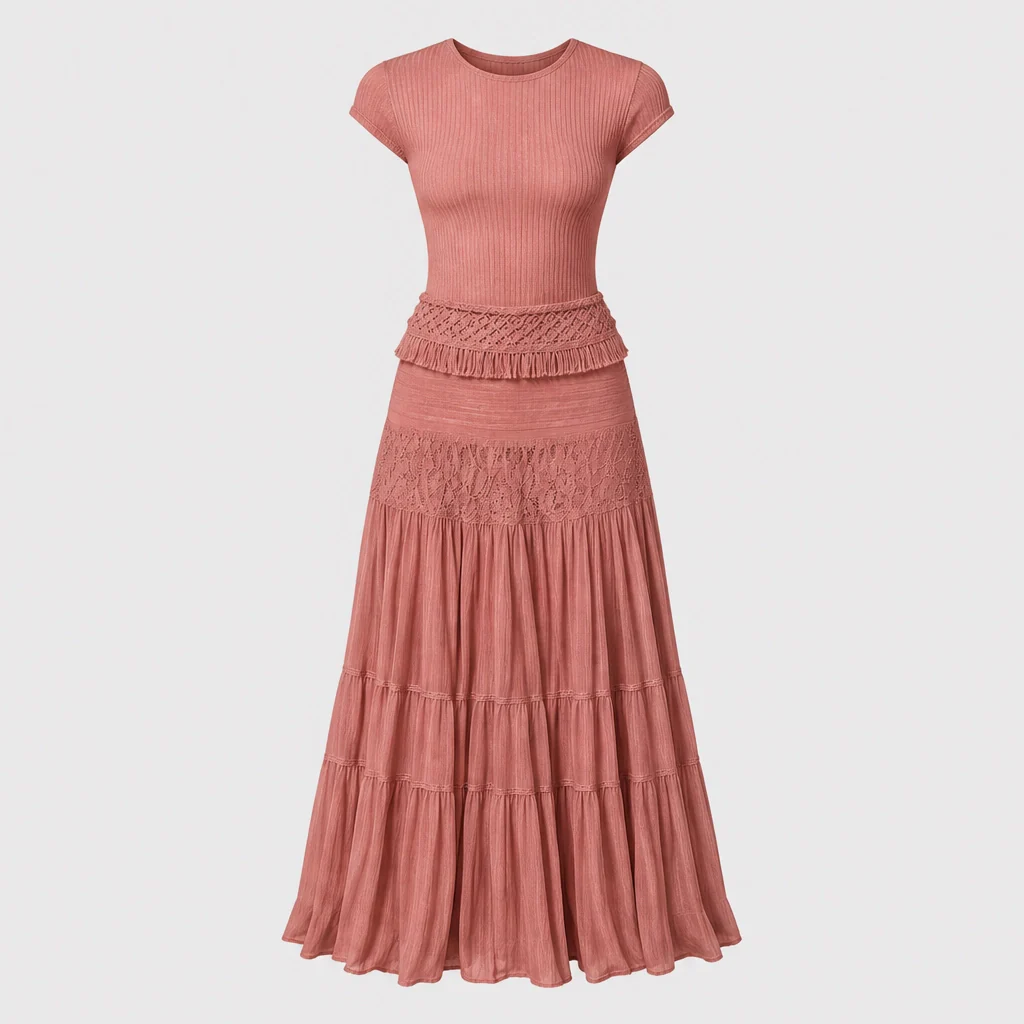 Azurelle™ – Lace-Panelled Top & Pleated Chiffon Maxi Skirt Set + 50% OFF - Image 13