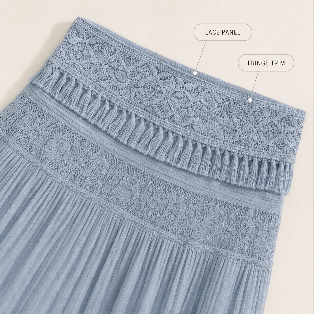Azurelle™ – Lace-Panelled Top & Pleated Chiffon Maxi Skirt Set + 50% OFF - Image 7