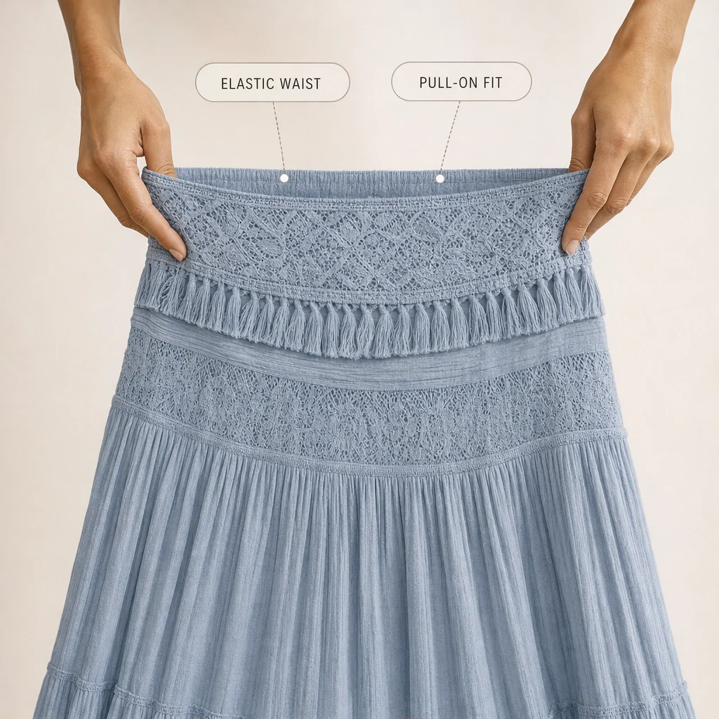 Azurelle™ – Lace-Panelled Top & Pleated Chiffon Maxi Skirt Set + 50% OFF - Image 8