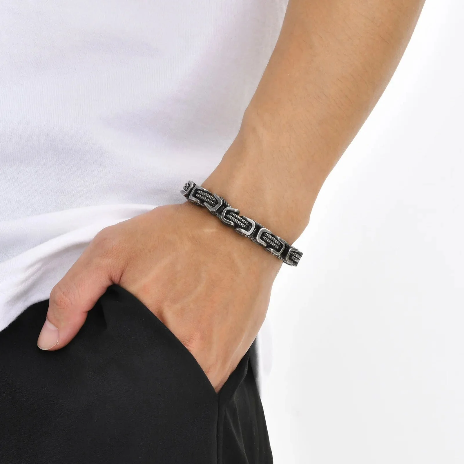 Temper™ – 8mm Braided 316L Stainless Steel Bracelet for Men + 50% OFF - Image 5