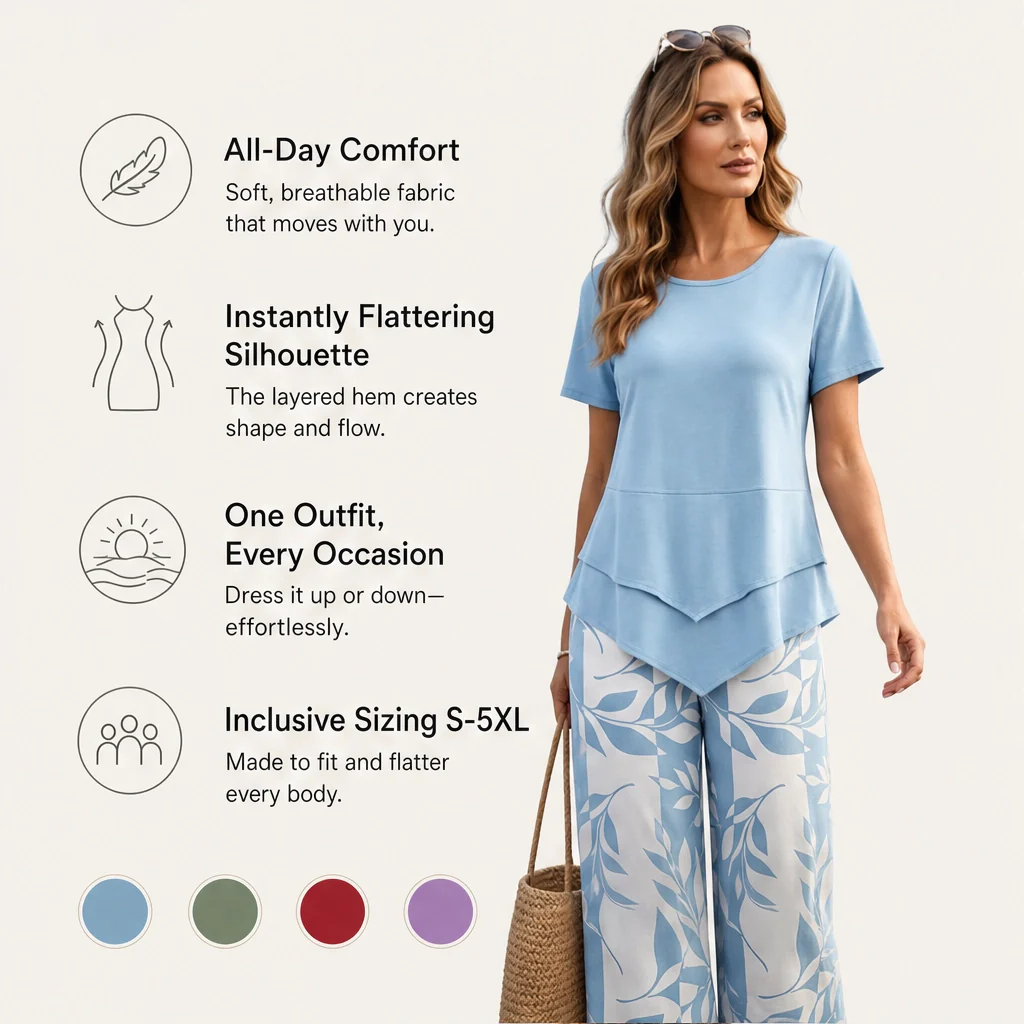 Lullara™ – Layered Tunic Top & Wide-Leg Trouser Set + 50% OFF - Image 6