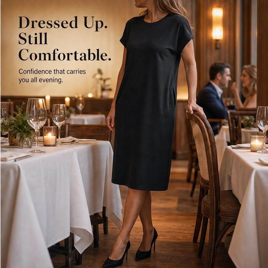 Solenne™ – Soft Breathable Midi T-Shirt Dress with Pockets + 50% OFF - Image 9