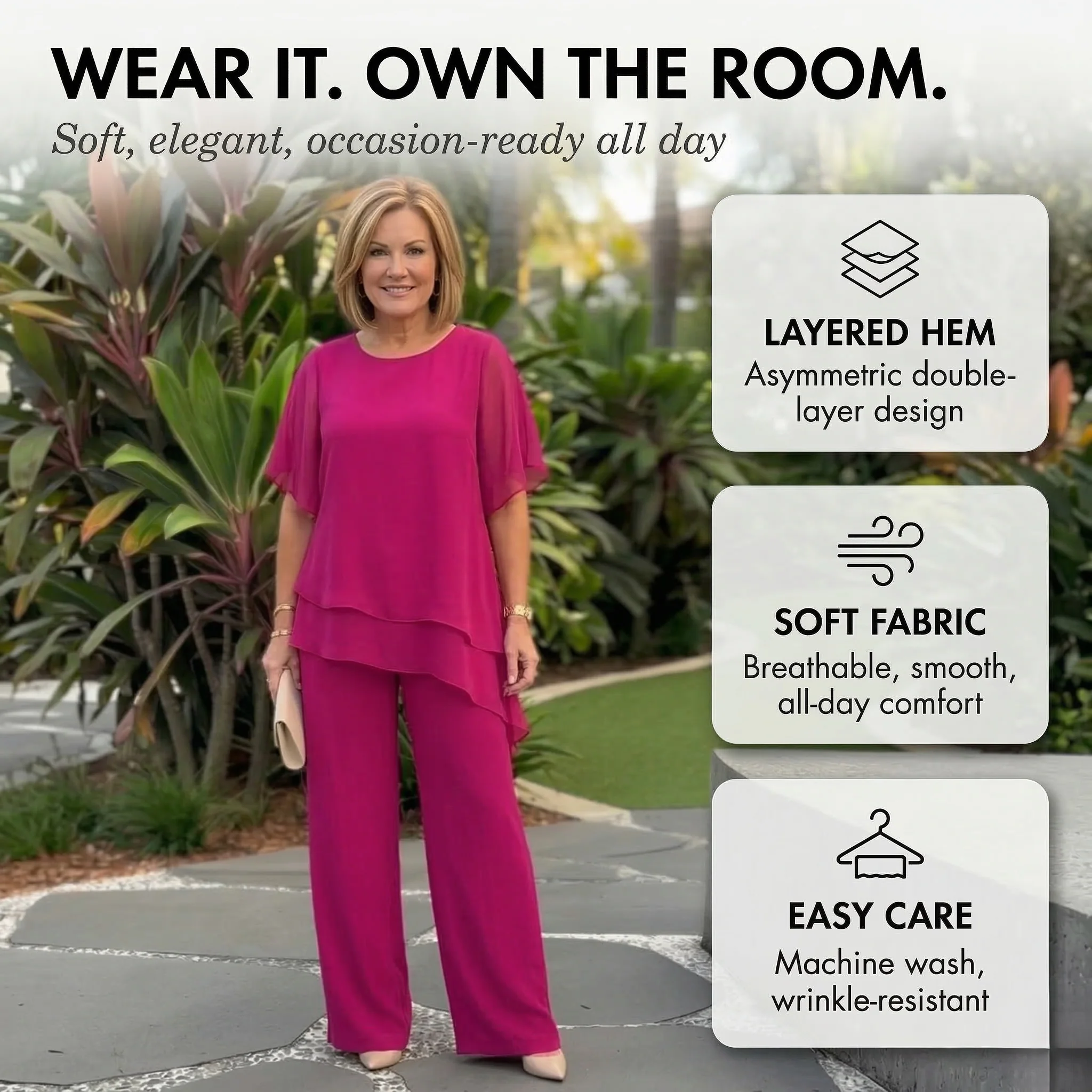 Cascelle™ – Layered Asymmetric Top & Wide-Leg Pants Women's 2-Piece Set + 50% OFF - Image 4