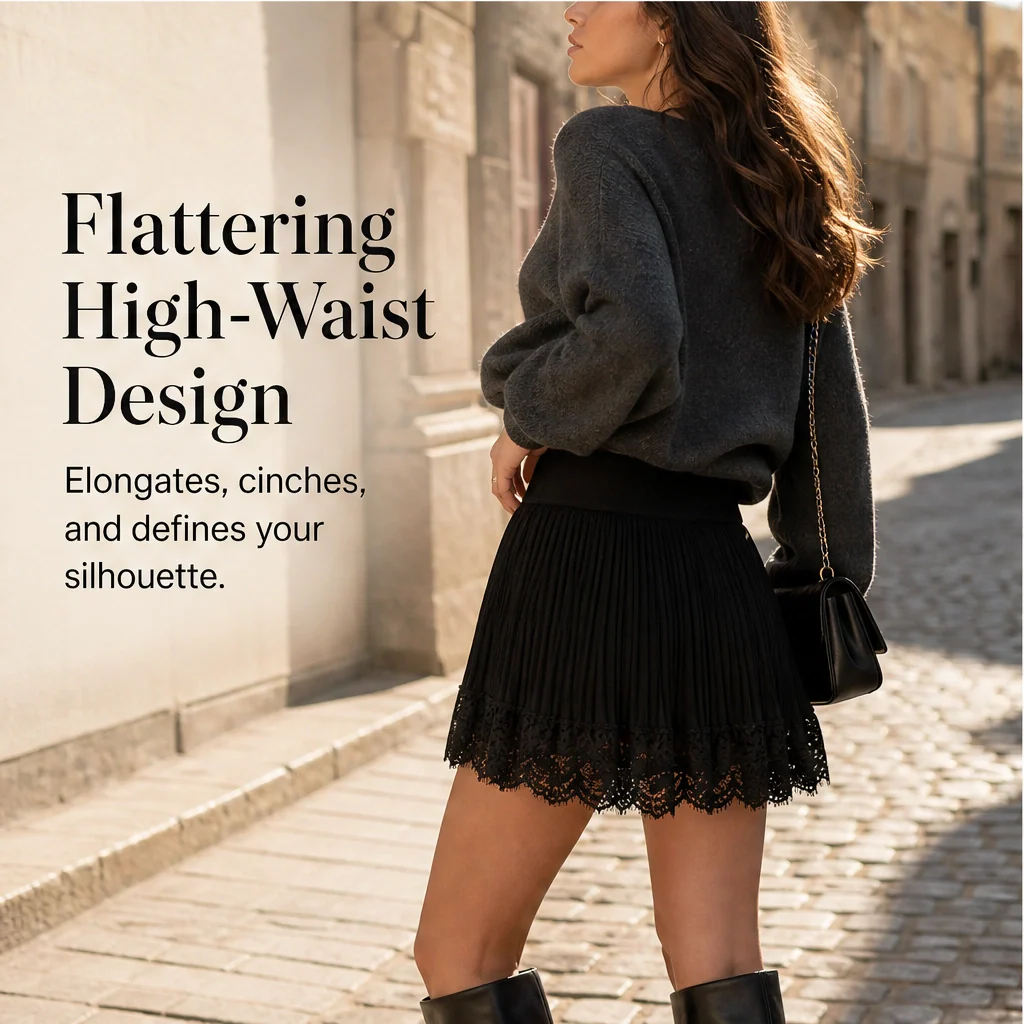 Velliére™ – Lace Trim Pleated Tiered Mini Skirt + 50% OFF - Image 4