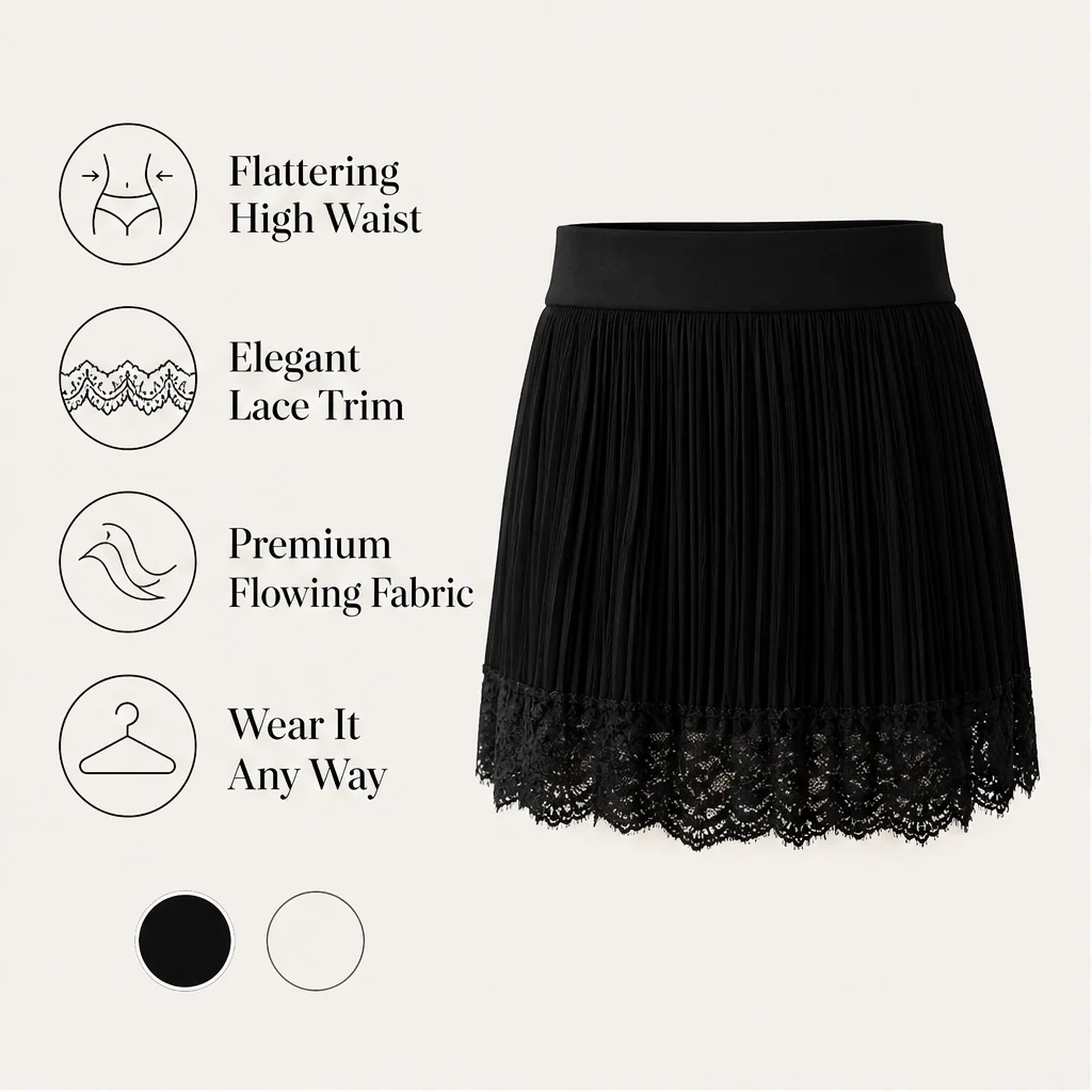 Velliére™ – Lace Trim Pleated Tiered Mini Skirt + 50% OFF - Image 7