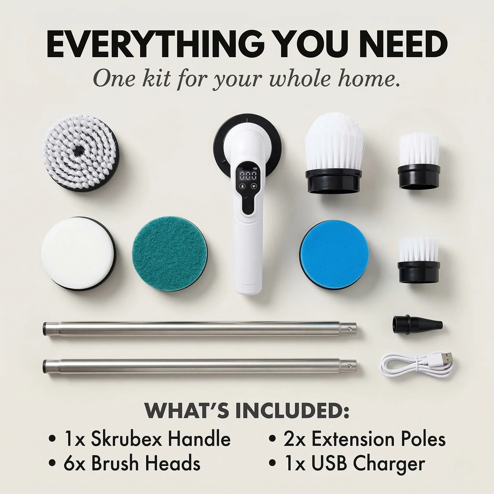 Skrubex™ – 9-in-1 Electric Cleaning Brush with 6 Brush Heads, IPX7 Waterproof, 3-Speed Motor for Bathroom, Kitchen & Car +50% OFF - Image 6
