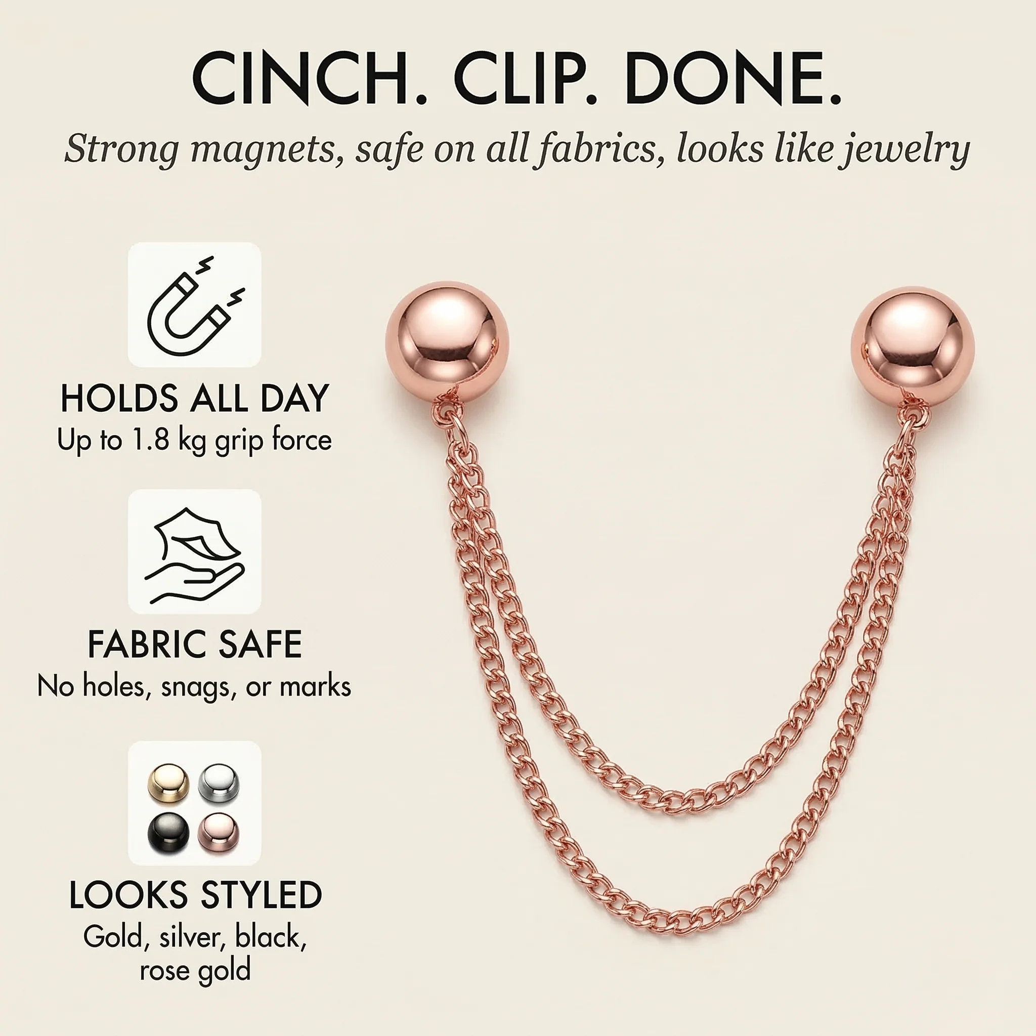 Cinchelle™ – Magnetic Clothing Clips with Double Chain Accent + 50% OFF - Image 4