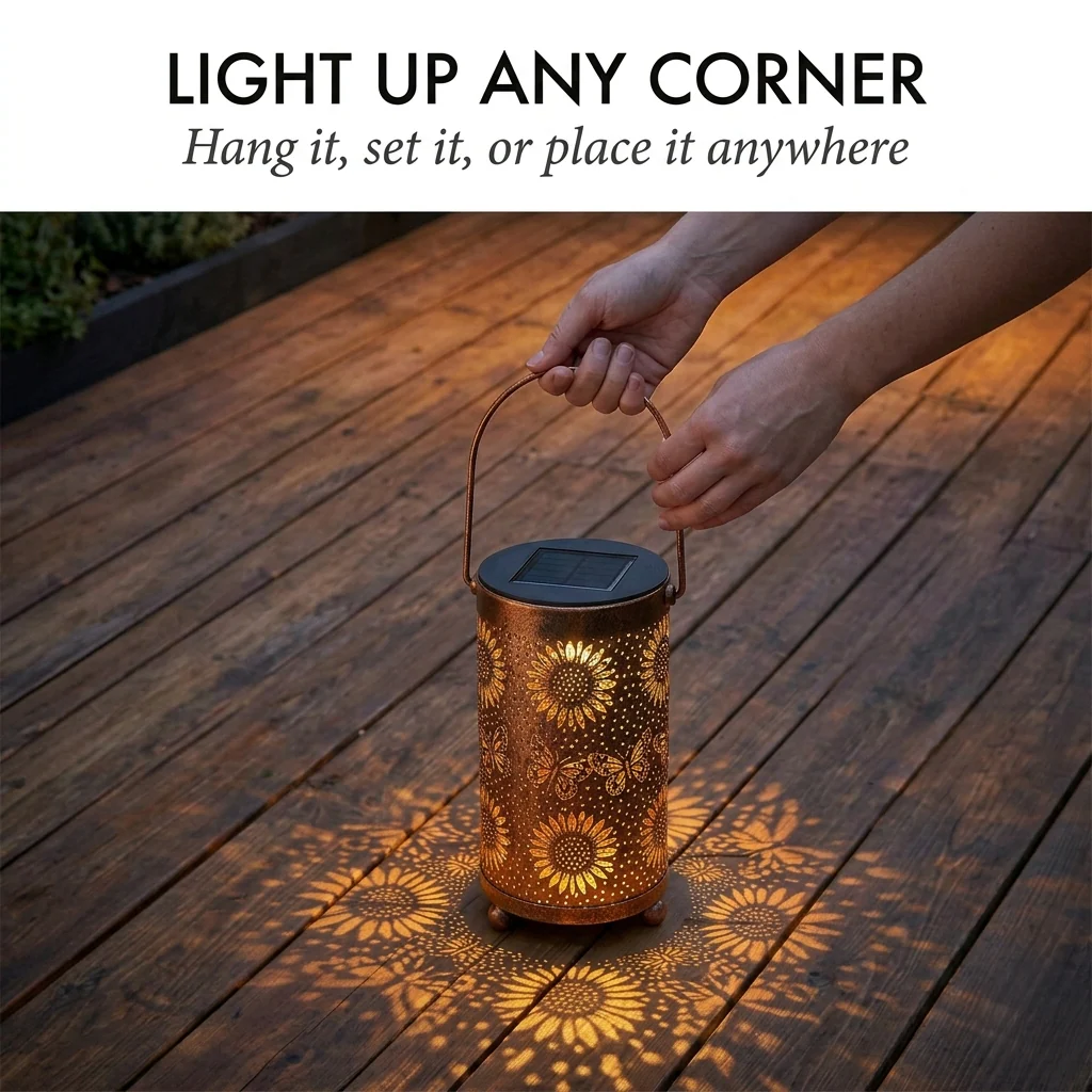 Embercroft™ – Solar Lantern with Colorful Sunflower Light Projection, IP55 Waterproof + 50% OFF - Image 3