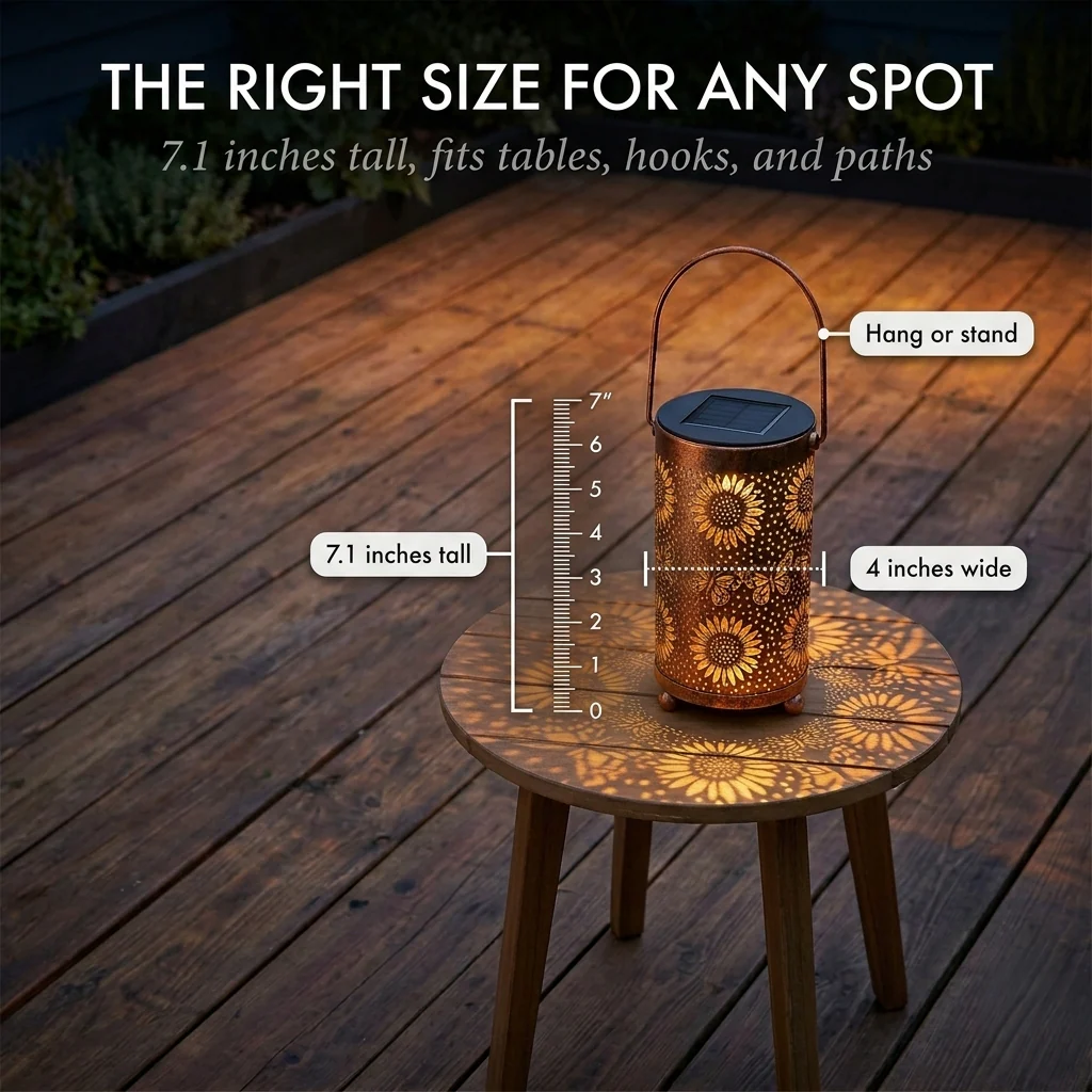 Embercroft™ – Solar Lantern with Colorful Sunflower Light Projection, IP55 Waterproof + 50% OFF - Image 4