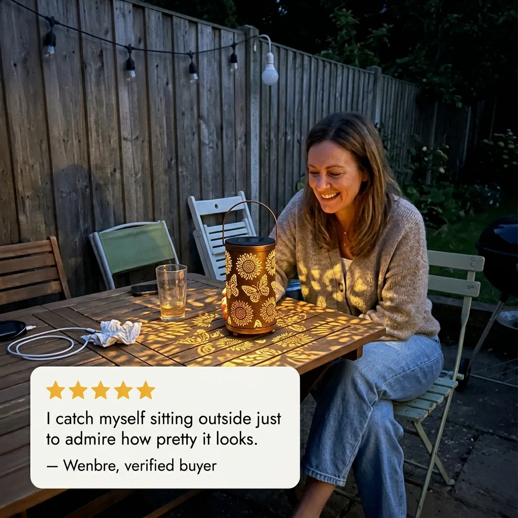 Embercroft™ – Solar Lantern with Colorful Sunflower Light Projection, IP55 Waterproof + 50% OFF - Image 7