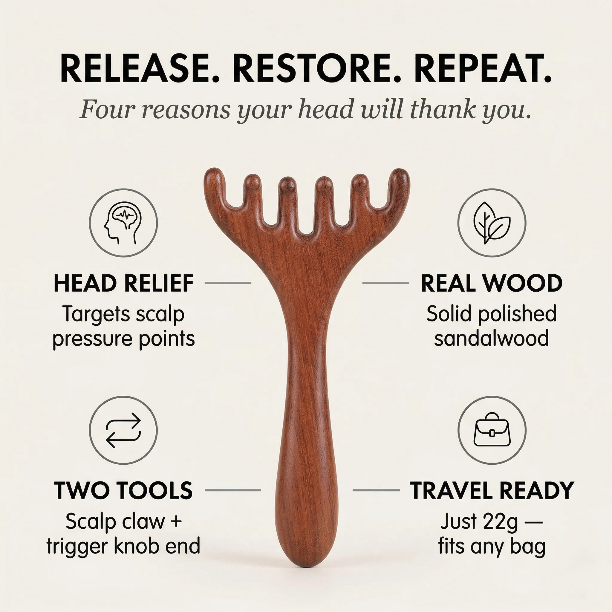 Knotwell™ – Six-Claw Wooden Scalp & Meridian Massage Tool + 50% OFF - Image 4
