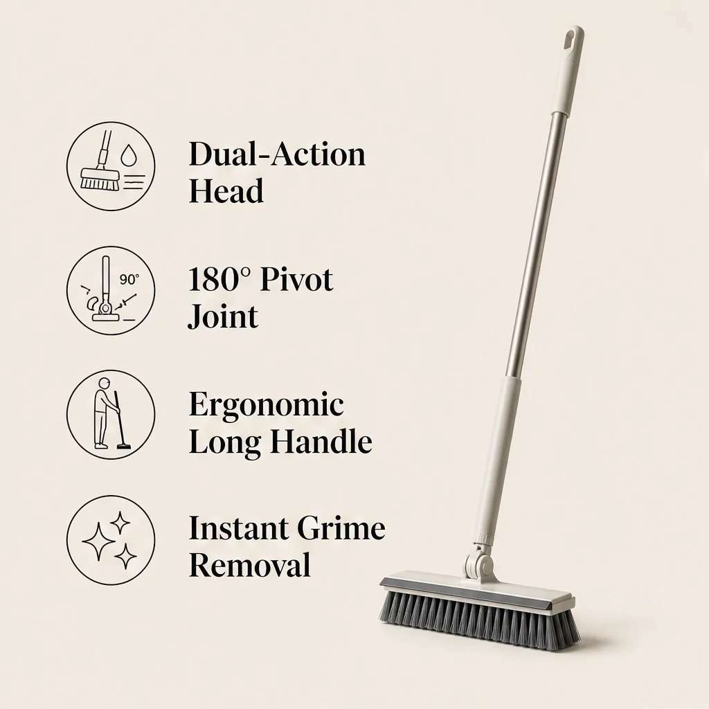 Glidewell™ – 2-in-1 Scrub & Squeegee Brush with Long Swivel Handle + 50% OFF - Image 4