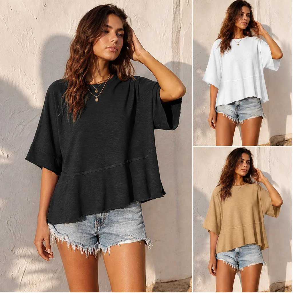 Velora™  – Flare-Sleeve Loose Crewneck Summer Top + 50% OFF - Image 2
