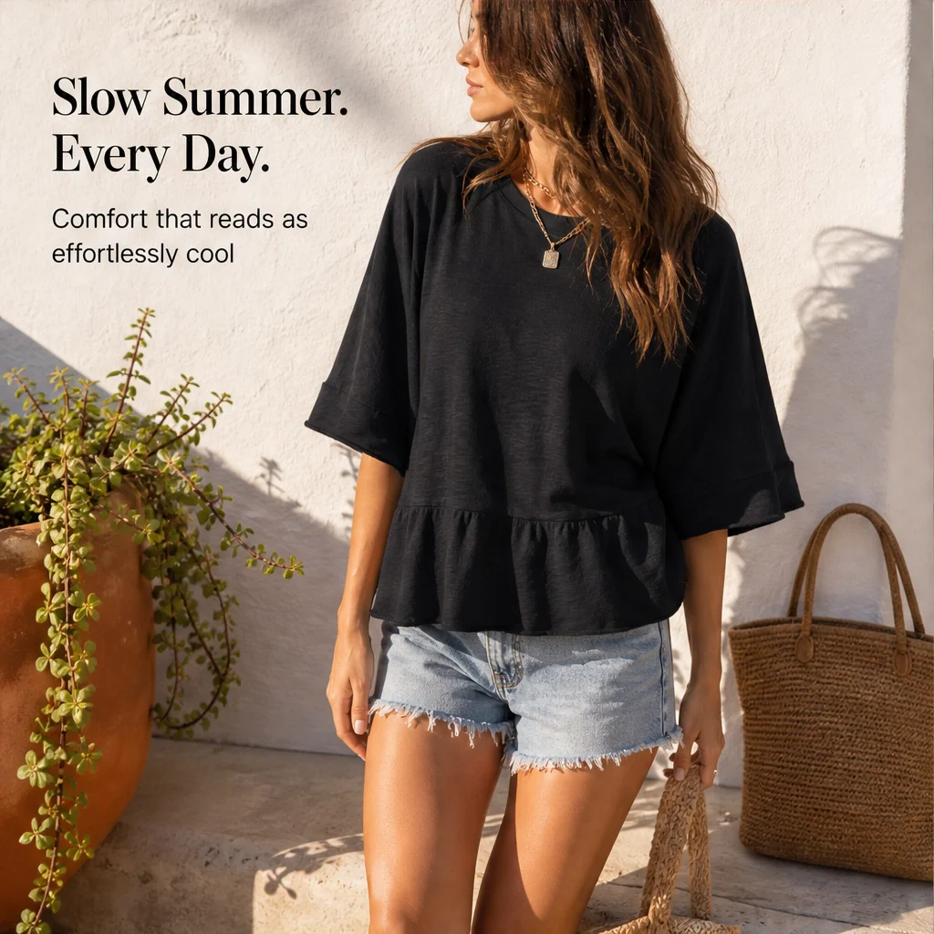 Velora™  – Flare-Sleeve Loose Crewneck Summer Top + 50% OFF - Image 7