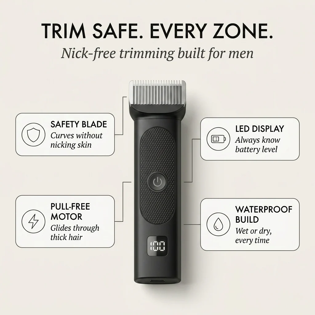 Hone™ – L-Shaped Safety Blade Body Trimmer for Men | LED Display | 90-Min Battery + 50% OFF - Image 4