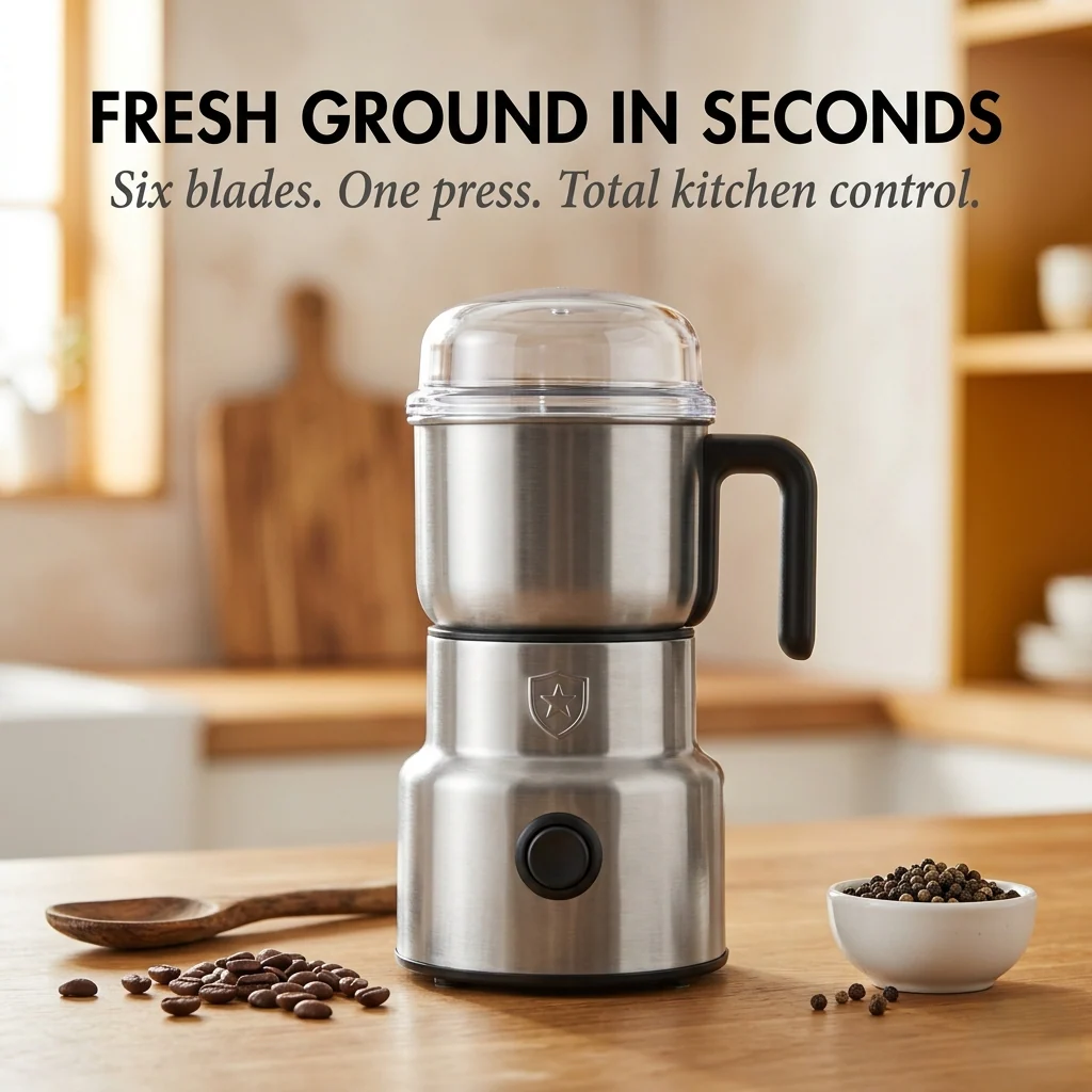 Millwick™ – 6-Blade Stainless Steel Electric Grinder for Coffee & Spices + 50% OFF