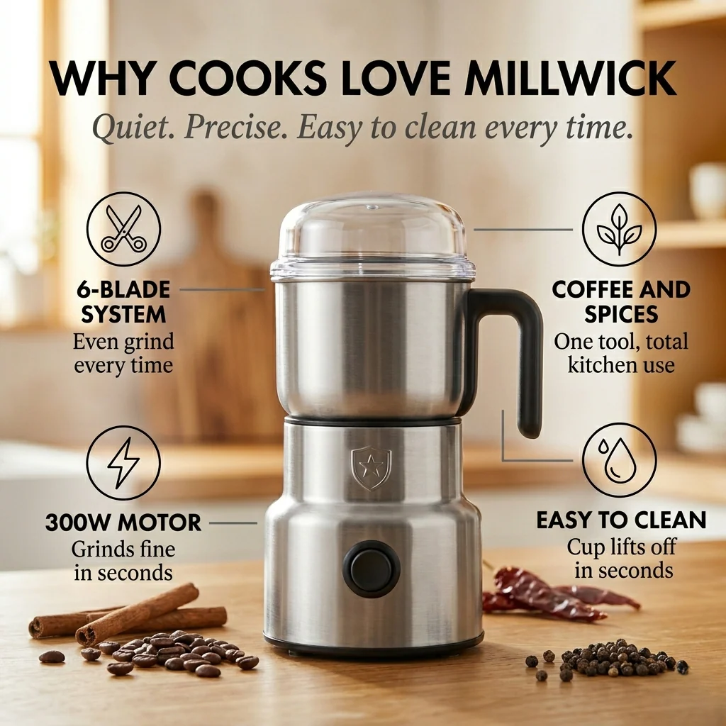 Millwick™ – 6-Blade Stainless Steel Electric Grinder for Coffee & Spices + 50% OFF - Image 4