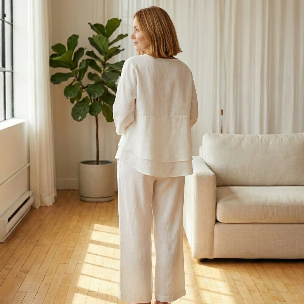 Hemvale™ – Asymmetric Linen Blend Top & Wide-Leg Pants 2-Piece Set +50% OFF - Image 3