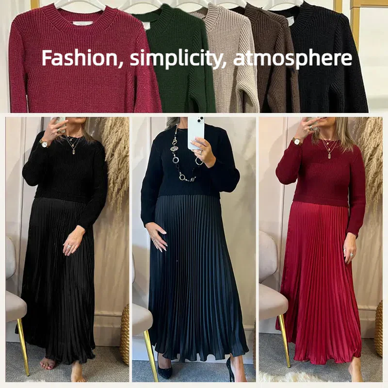 The Pleat-Skirt Sweater Dress - An Elegant Outfit in One Piece + 50% OFF - Image 11