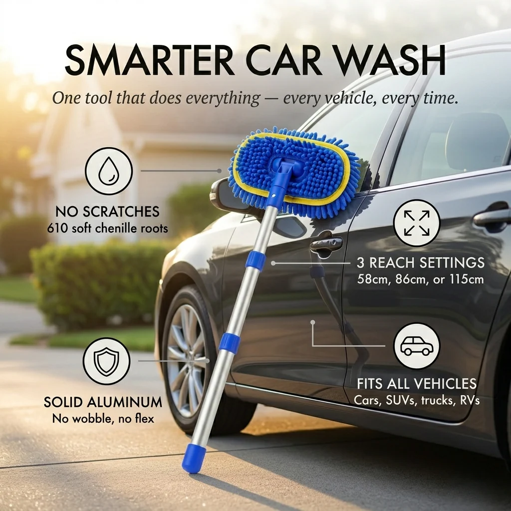 Gleamford™ – Telescopic Long Handle Car Wash Mop with Soft Chenille Head + 50%b OFF - Image 4