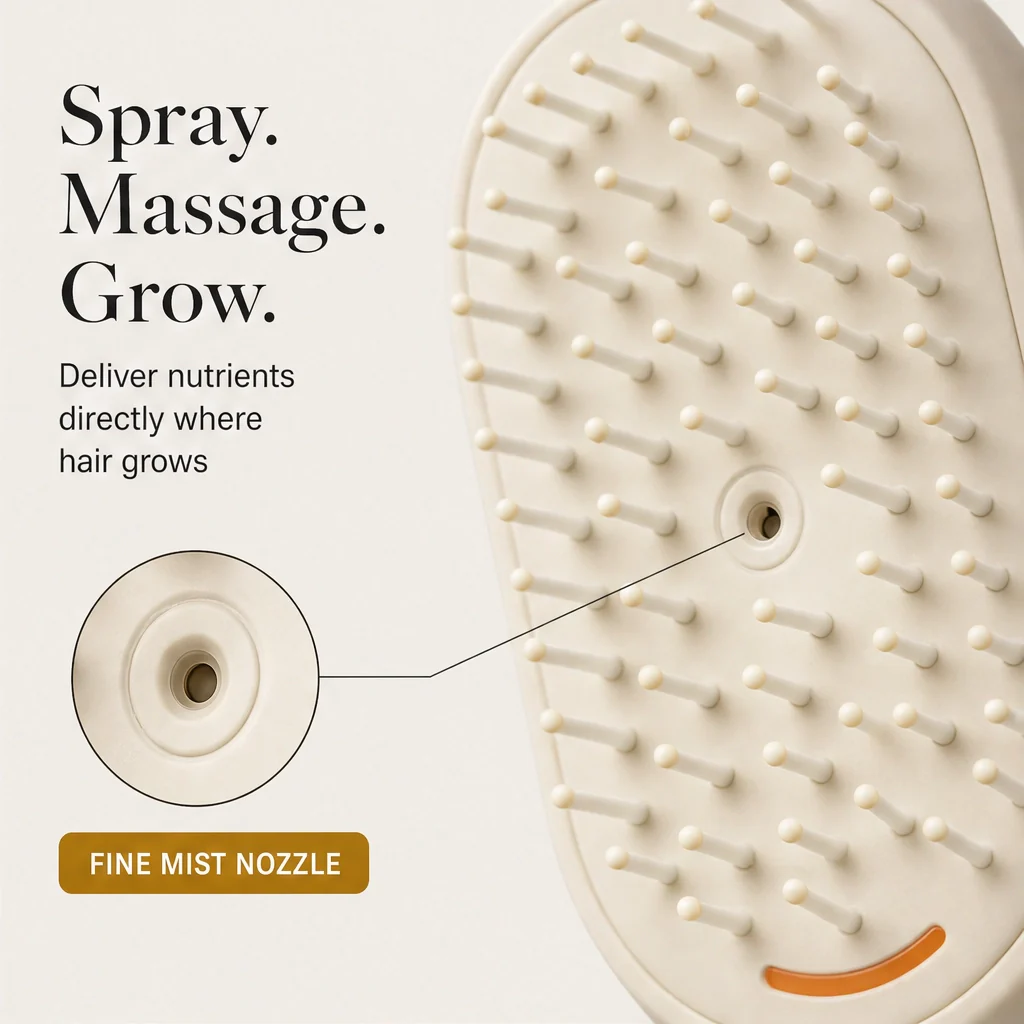 Dewelle™ – Spray, Massage & Detangle 3-in-1 Electric Hair Brush + 50% OFF